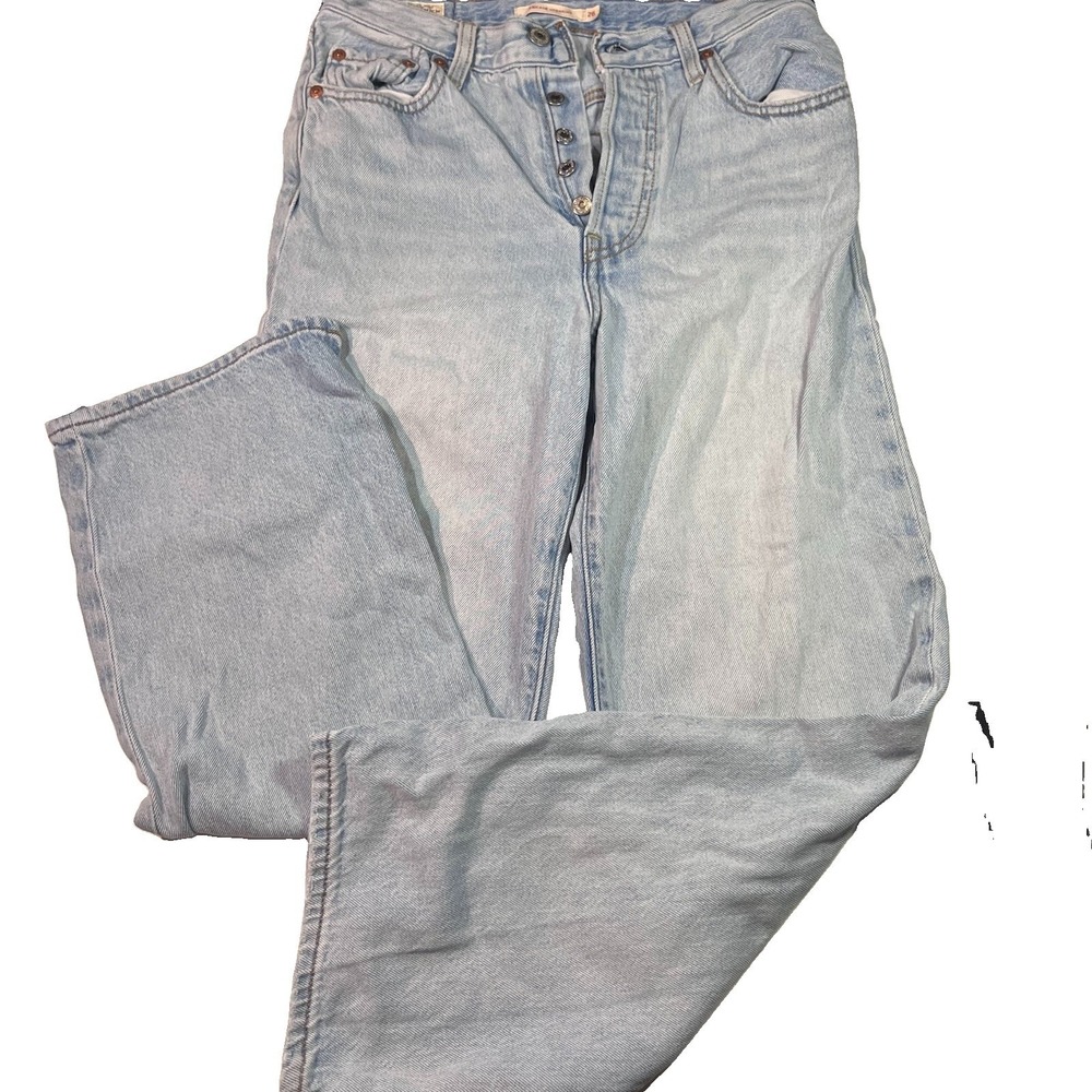 Levi's Premium Ribcage Straight Light Wash Womens 26 X 27 Jeans Button Fly